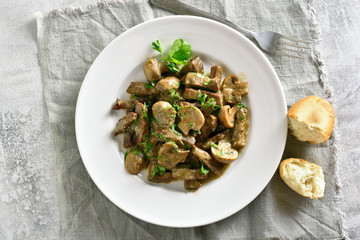 Beef stroganoff with mushrooms