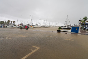 Plakat Flooding and torrential rain in Estepona, Malaga, Spain on 21.10.2018