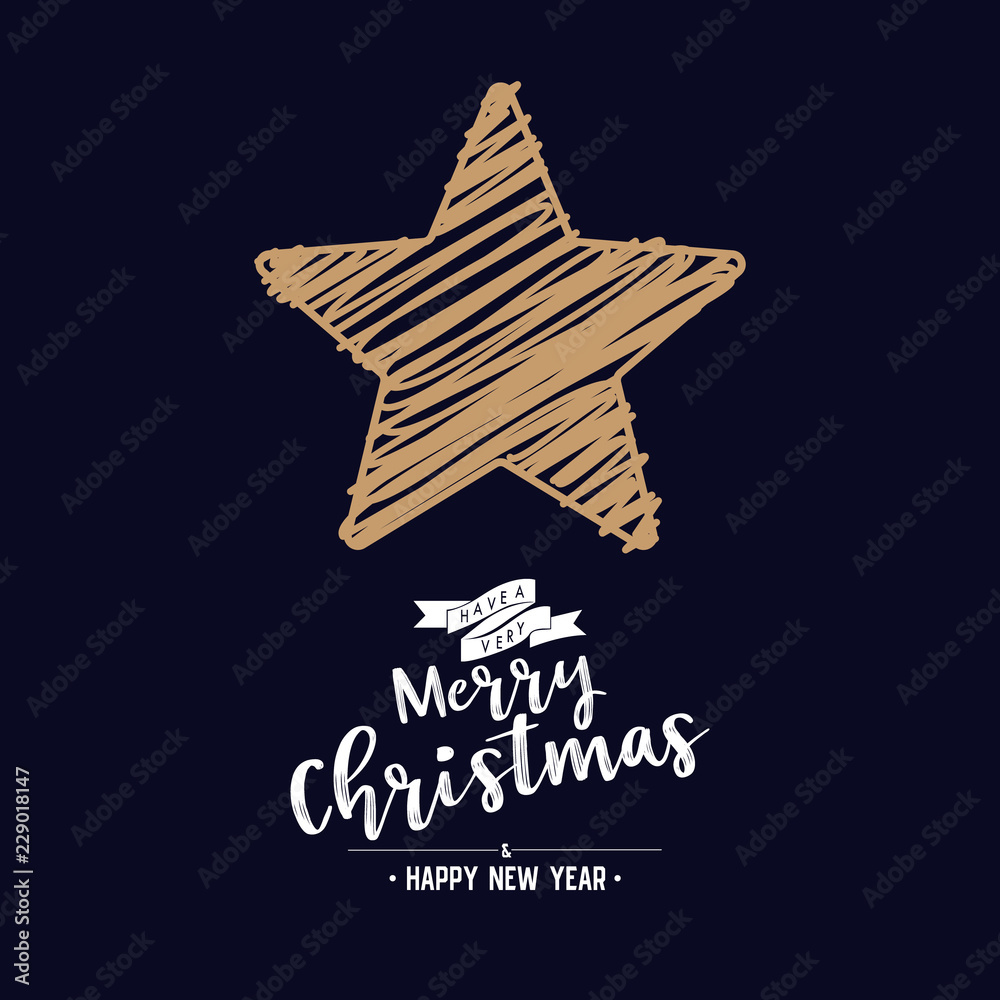 Poster christmas phase text and star with santa beard and ornaments with symbol design on background