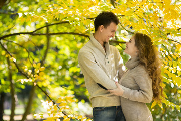 Fototapeta premium beautiful couple in autumn park