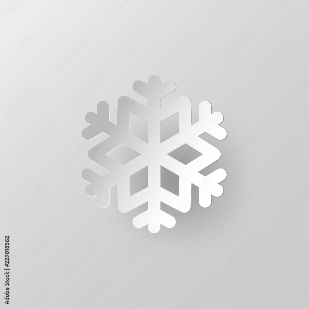 Poster white paper vector snowflake on white ornate background with merry christmas phase text