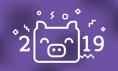 Obraz premium Happy New Year 2019. Typography logo design.