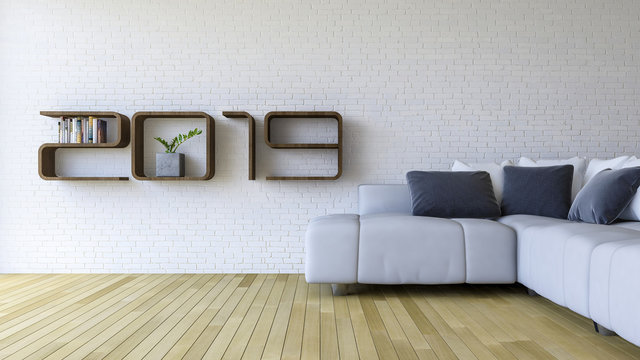 3d rendering image of 2019 shelf in living room