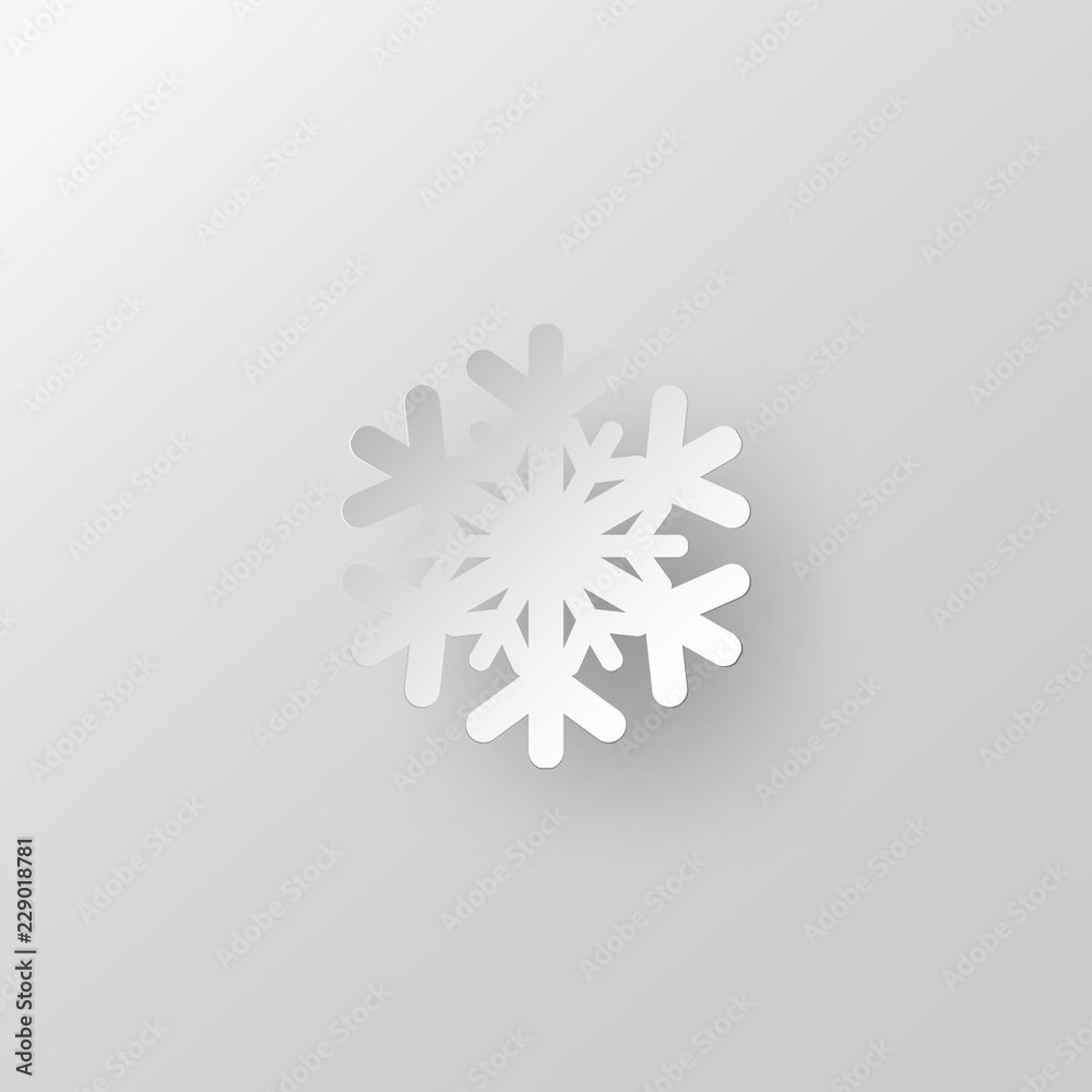 Poster white paper vector snowflake on white ornate background with merry christmas phase text