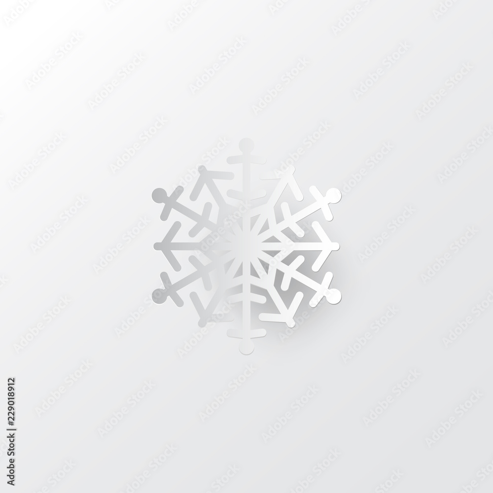 Poster white paper vector snowflake on white ornate background with merry christmas phase text