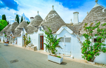 Fototapeta na wymiar Town of Alberobello, village with Trulli houses in Puglia region, Southern Italy.