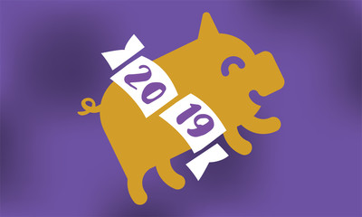 Happy New Year 2019. Typography logo design.