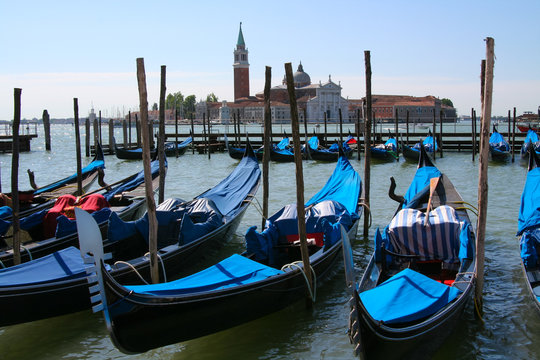 Venice, gondolas in Piazza San Marco