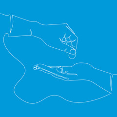 Continuous one line Charity icon Alms concept