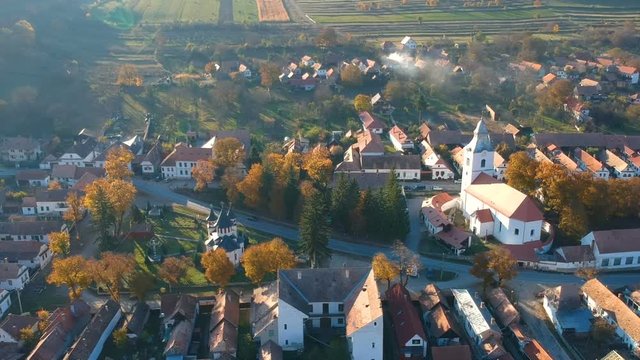 Aerial view above Rimetea Village, Transylvania - Romania