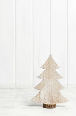 Wooden christmas tree on white background