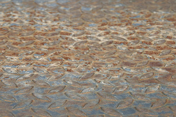 Perspective View of Rustic Steel Floor Plate as Background
