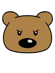 böse wütend gemein blick aggressiv gefährlich bär süß niedlich sitzen klein comic cartoon clipart design teddy grizzly grizzlybär sitzend dick lustig