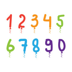 Balloon age numbers for birthday. Birthday colorful number vector