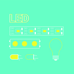 LED modules and LED stripes. LED lights vector