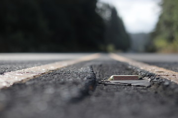 Street close-up reflector road marking blurring