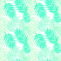 Naklejka na ściany i meble Exotic Palm Leaves Print . Illustration for Surface , Invitation , Notebook, Banner , Wrap Paper ,Textiles, Cover, Magazine ,Postcard Background ,Textile,Fashion 