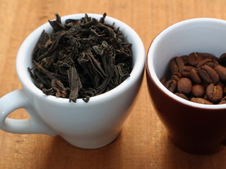 Raw coffee and tea.