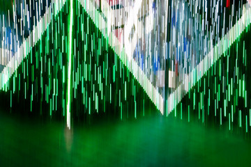 Blurred green and white lines.