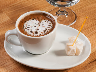a cup of turkish coffee with heart shape
