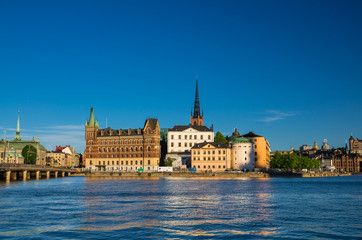 Fototapeta premium Riddarholmen island with Riddarholm Church spires, Stockholm, Sweden