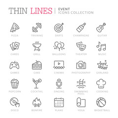 Collection of event related line icons. Vector eps8