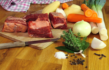 Préparation pour un pot-au-feu