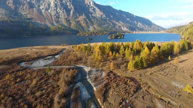 end of day in Engadin in fall - Switzerland 