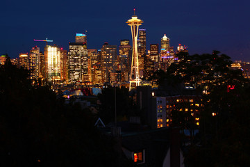 Fototapeta na wymiar Seattle, Washington skyline at night