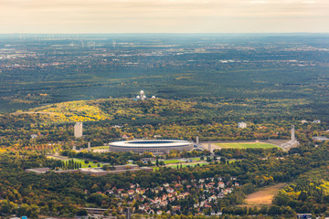 Berlin Germany - Olympiastadion Berlin and Teufelsberg - aerial view  © Mario Hagen