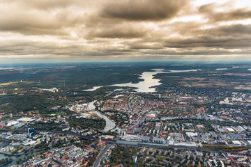 Fototapeta premium old town Berlin Spandau with town hall in front, with the river Havel and Wannsee in the background 