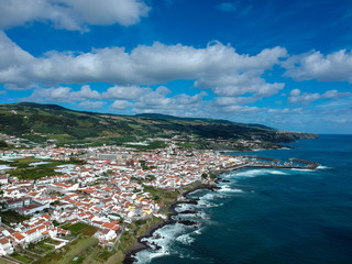 Fototapeta na wymiar Aerial view of a Portuguese village on the island of São Miguel. 
