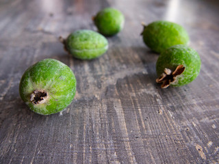 ripe, fresh feijoa on the table