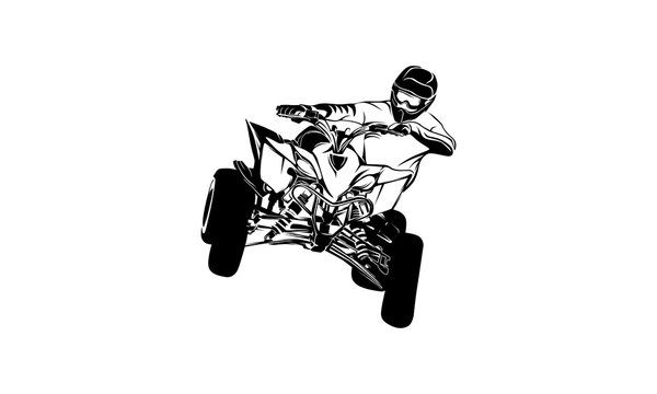 quad bike silhouette, ATV logo design on a white background.