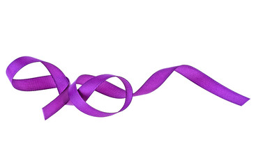 Violet satin ribbon on a white background