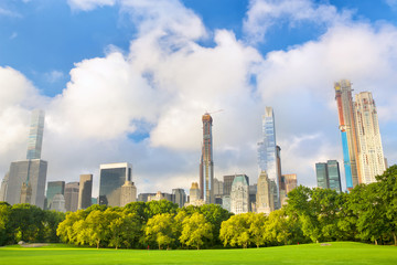 Fototapeta premium Growing skyscrapers around Central Park in Manhattan, New York