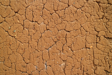 Texture of the Orange Brown Color Rustic Soil Wall in Northern Peru for Background, Texture or Pattern 