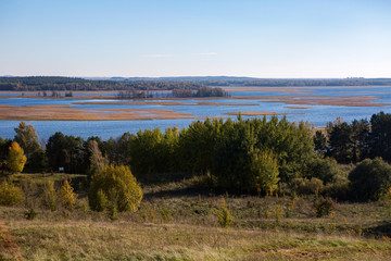 view of the lake from the mountain in Braslav autumn