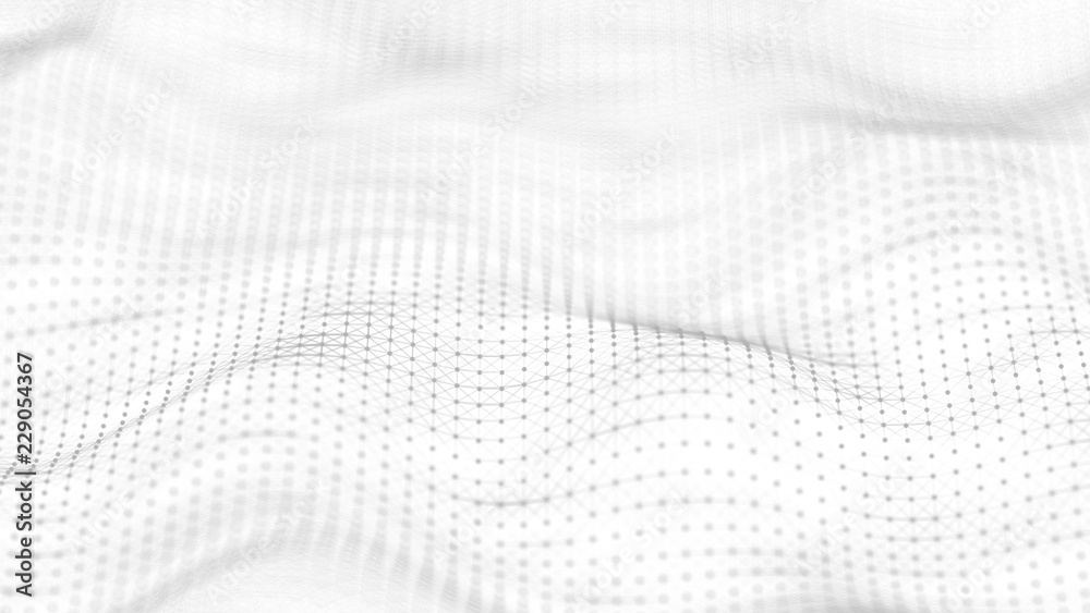 Aufkleber abstract white futuristic background. wave white background. connecting dots and lines on white back