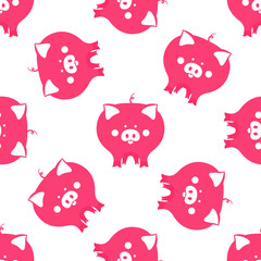 funny pig symbol of 2019 Chinese New Year seamless pattern.