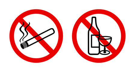 znaki zakazu palenia i spożywania alkoholu - obrazy, fototapety, plakaty
