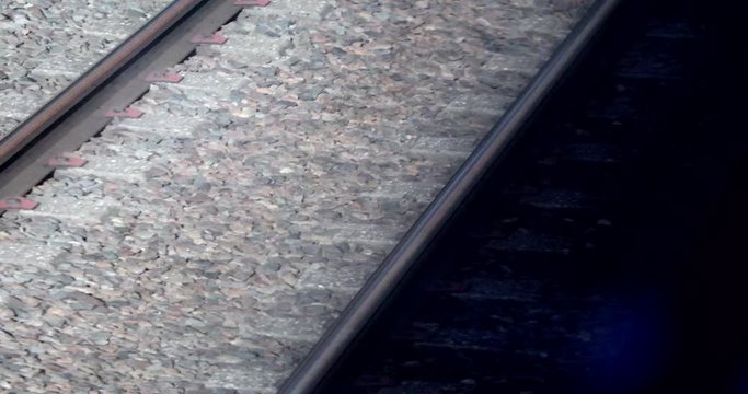 View On The Rails From The Window Of Moving High Speed Train - DCi 4K Resolution
