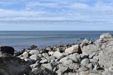 Norwegen, Lofoten, Leknes, Uttakleiv, Haukland, Haukland Beach, Schotterstraße, Küste,...