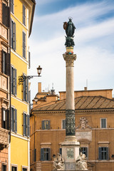 Fototapeta na wymiar The Column of the Immaculate Conception in central Rome depicting the Blessed Virgin Mary