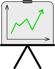 Flipchart mit Liniendiagramm - Steigende Zahlen