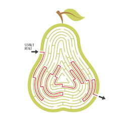 maze game for kids pear labyrinth vector puzzle illustration - 229060150