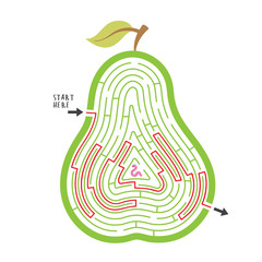 pear with worm maze game labyrinth fruit - 229060183