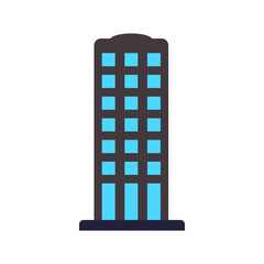 Vector skyscraper building icon, office and apartment building illustration