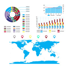 diagram, infographic, statistical charts for scientific papers, infographics, world map