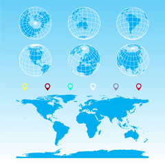globe set, diagram, infographic, statistical charts for scientific papers, infographics, world map